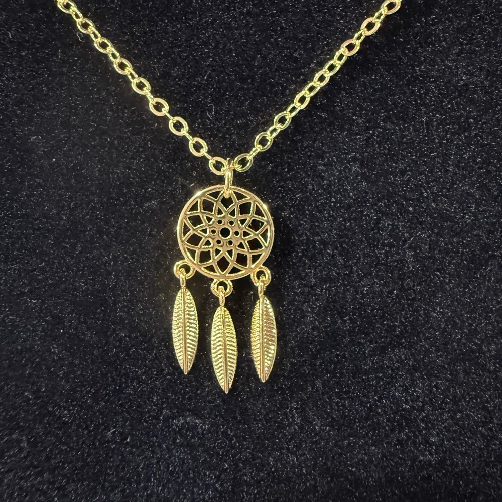 Gold Dreamcatcher Pendant Necklace